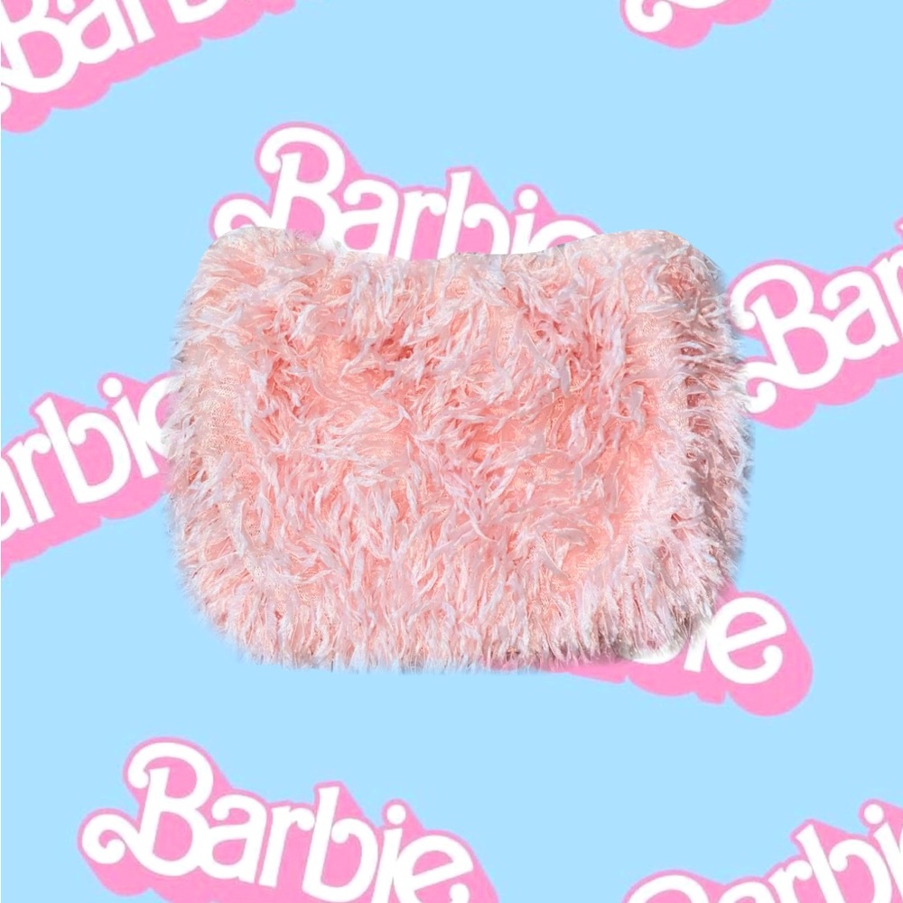 Pink fluffy tube top